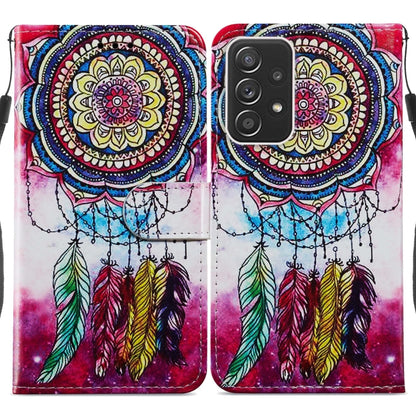 Mandala dreamcatcher print leather wallet flip phone case with magnetic clasp and card slots, red.