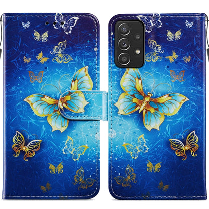 Butterfly and floral print leather wallet flip phone case with magnetic clasp and card slots, blue.