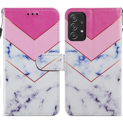 Flip leather phone case with pink envelope top and white marble bottom, clasp window
