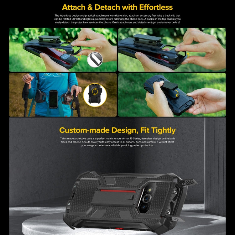 Black rugged phone case with adjustable lanyard and secure side grip