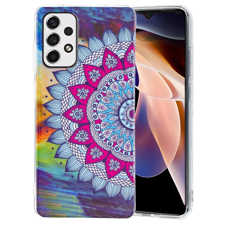 Luminous TPU phone case with colorful mandala flower print and clear protective border