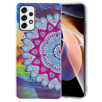 Luminous TPU phone case with colorful mandala flower print and clear protective border