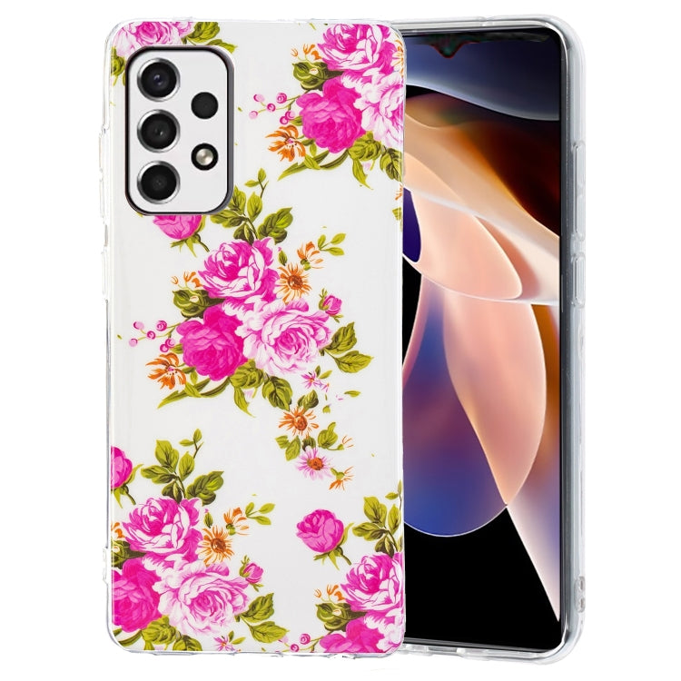 Floral TPU phone case with pink roses on white, cutouts for cameras and ports