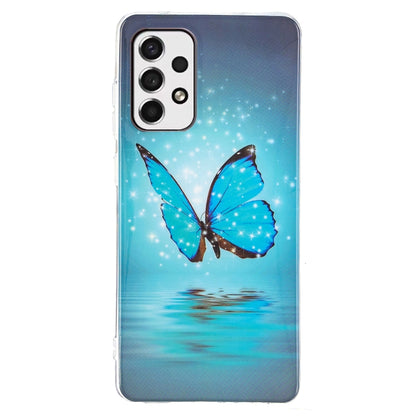 Luminous TPU phone case with centered blue butterfly and watery reflection print