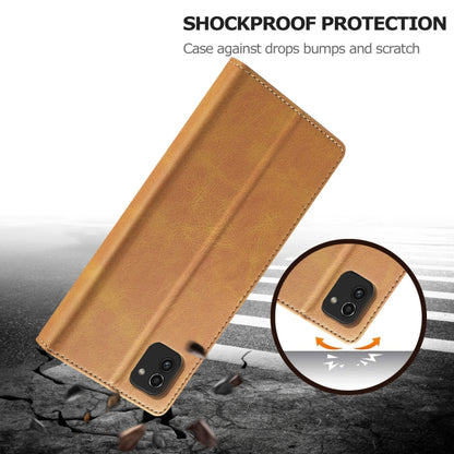 Tan leather shockproof phone wallet case with reinforced corners and folio flap.