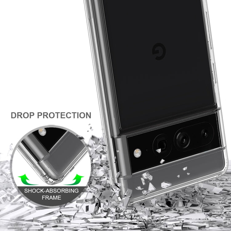Clear phone case with shock-absorbing frame and drop protection for Pixel 7 Pro