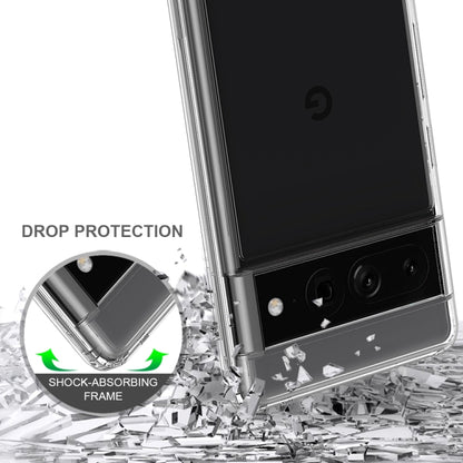 Clear phone case with shock-absorbing frame and drop protection for Pixel 7 Pro
