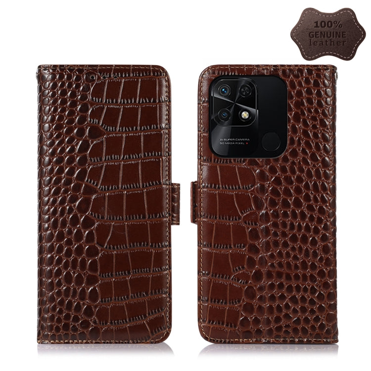 Brown crocodile-pattern leather phone case with flip cover and dual camera cutouts