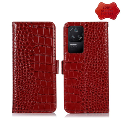 Red crocodile-pattern leather phone case with wallet flap and single camera opening