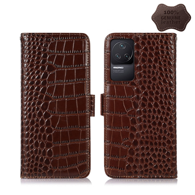 Brown crocodile-pattern leather phone case with flip cover and camera lens openings