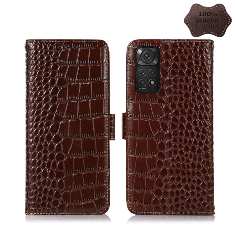 Brown crocodile-pattern leather phone case with flip cover and triple camera openings