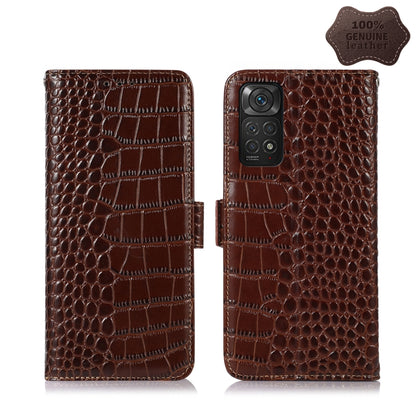Brown crocodile-pattern leather phone case with flip cover and triple camera openings