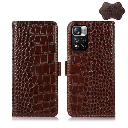 Brown crocodile-pattern leather phone case with flip cover and camera lens cutouts