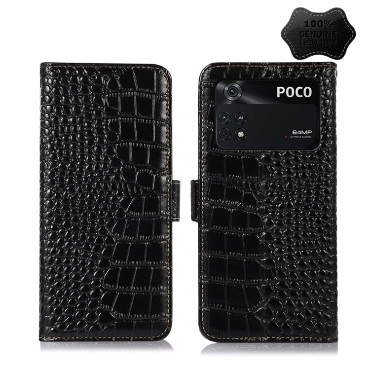 Black crocodile-pattern leather phone case with wallet flap and camera module cutout