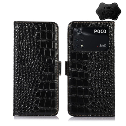 Black crocodile-pattern leather phone case with wallet flap and camera module cutout