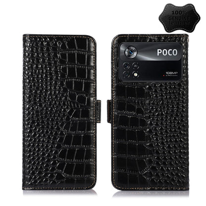 Black crocodile-pattern leather phone case with wallet flap and triple camera opening