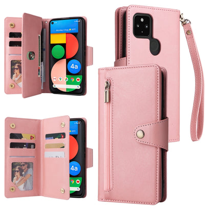 Rose three-fold leather phone case with card slots and wrist strap, buckle closure