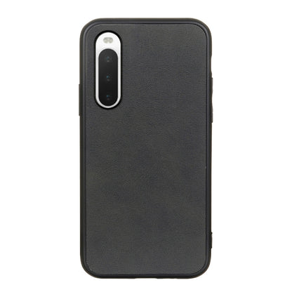 Black cowhide-texture PU shockproof phone case with cutouts for camera and ports.