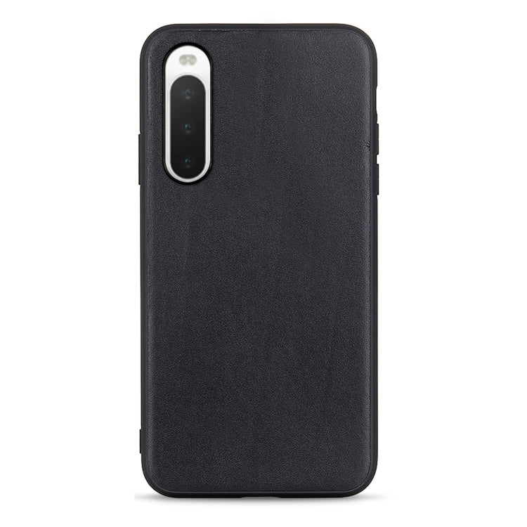 Textured black leather phone case for Sony Xperia 10 IV with camera cutout