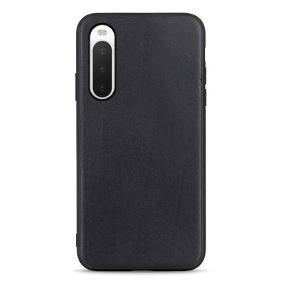 Textured black leather phone case for Sony Xperia 10 IV with camera cutout