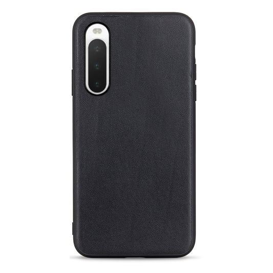 Textured black leather phone case for Sony Xperia 10 IV with camera cutout
