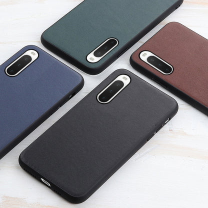 Textured leather phone case set for Sony Xperia 10 IV, black blue teal and brown