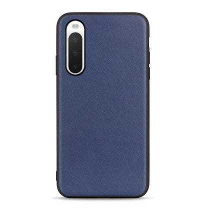 Textured blue leather phone case for Sony Xperia 10 IV with camera cutout