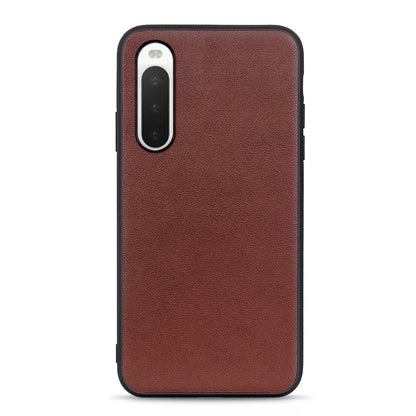 Textured brown leather phone case for Sony Xperia 10 IV with camera cutout