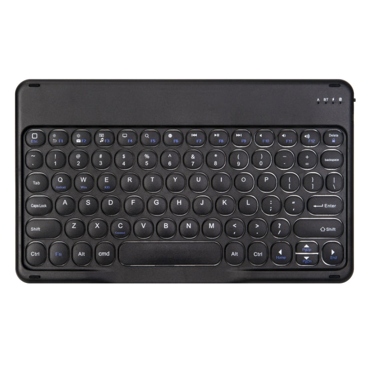 Black Bluetooth keyboard with round keys and integrated function button cluster