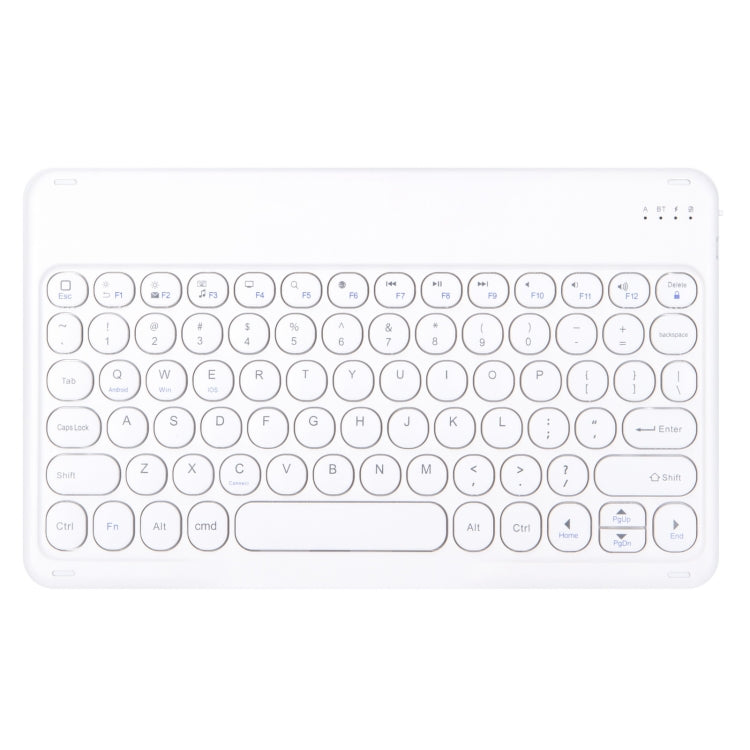 White Bluetooth keyboard with round keys and long center cutout