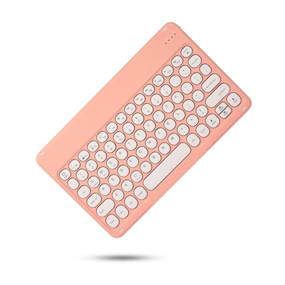 Coral pink Bluetooth keyboard with round keys and long center cutout