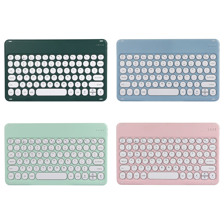 Bluetooth keyboard set with round keys and panel layout, four colors: green, blue, mint, pink