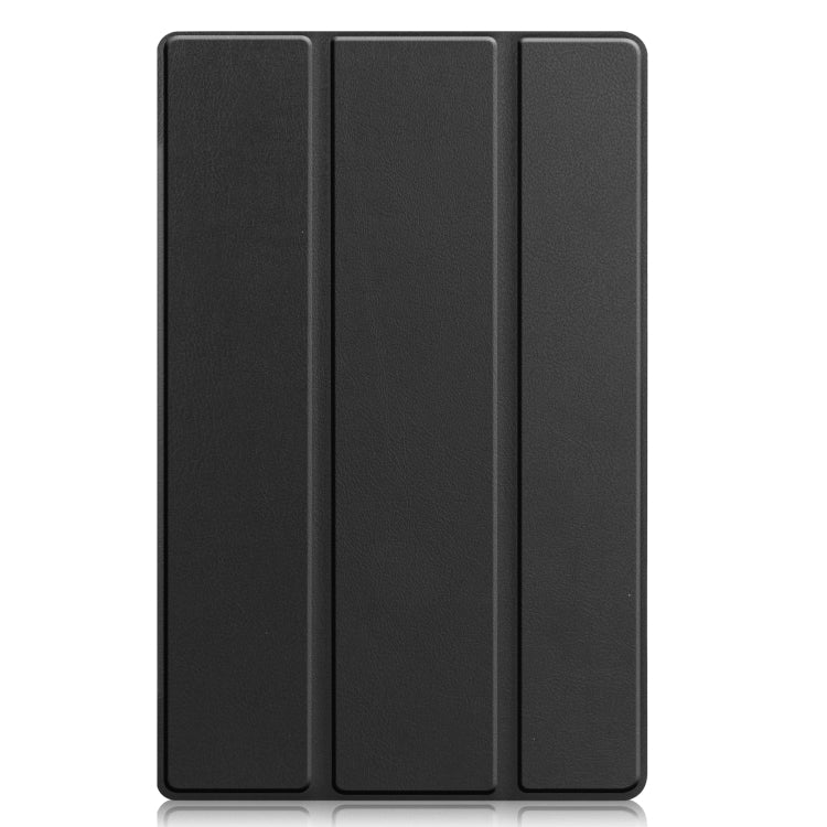 Black 3-fold tablet case front with three panels and a textured protective surface