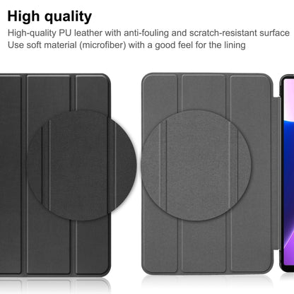 Black 3-fold tablet case with circular stand area and visible side fold panels