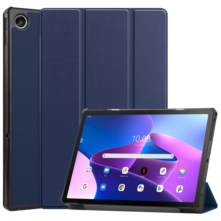 3-fold smart tablet case in dark blue, with front stand and back cover