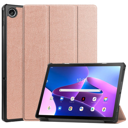 3-fold smart tablet case in rose gold with front stand and tablet back cover
