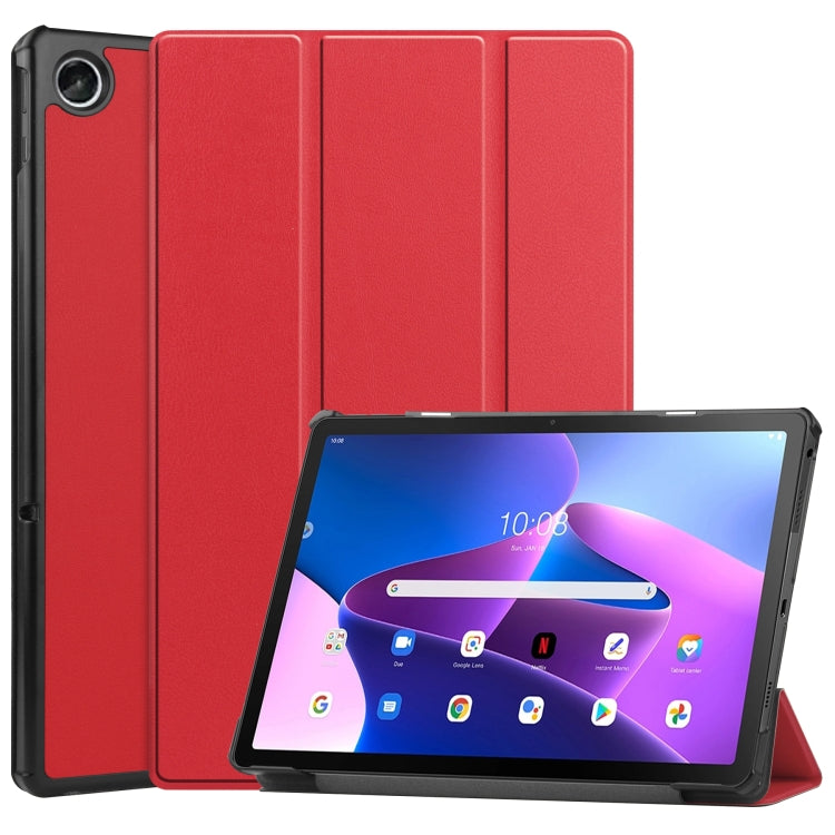 3-fold smart leather tablet case, red, with front stand