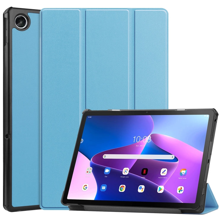 3-fold smart leather tablet case, light blue, with front stand