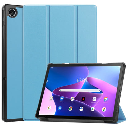 3-fold smart leather tablet case, light blue, with front stand