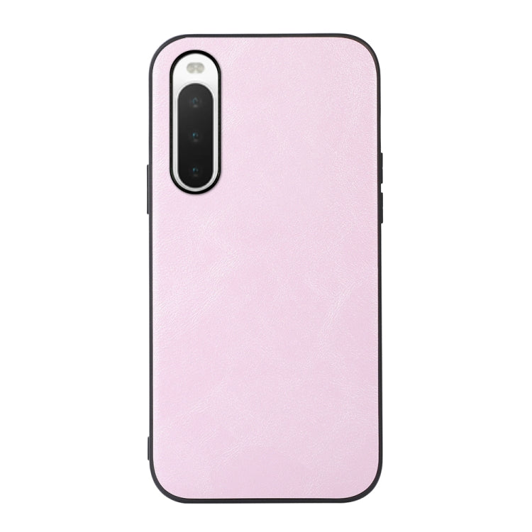 Pink cowhide-textured PU phone case with front camera cutout and side openings