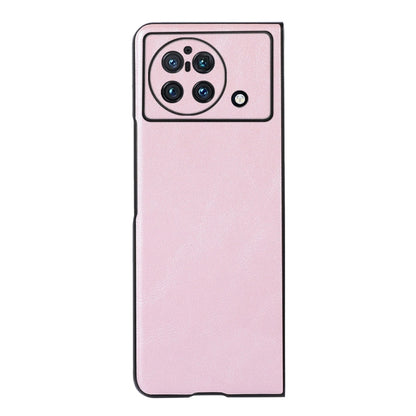 Cowhide-texture PU phone case, pink; front cutouts for cameras
