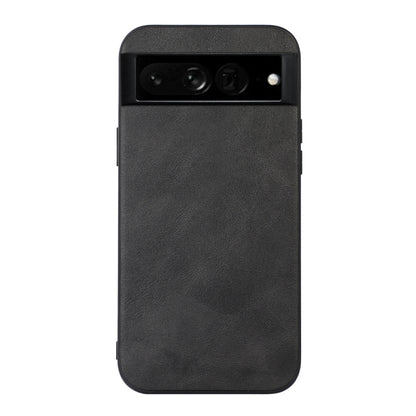 Cowhide-texture PU phone case, black; back view with camera window