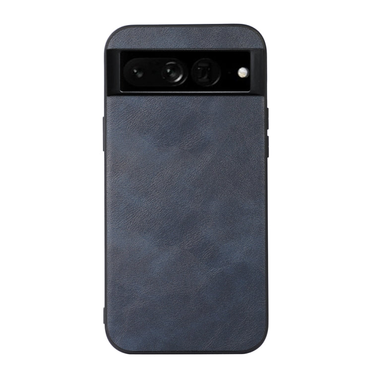 Cowhide-texture PU phone case, dark blue; back camera window with flash hole