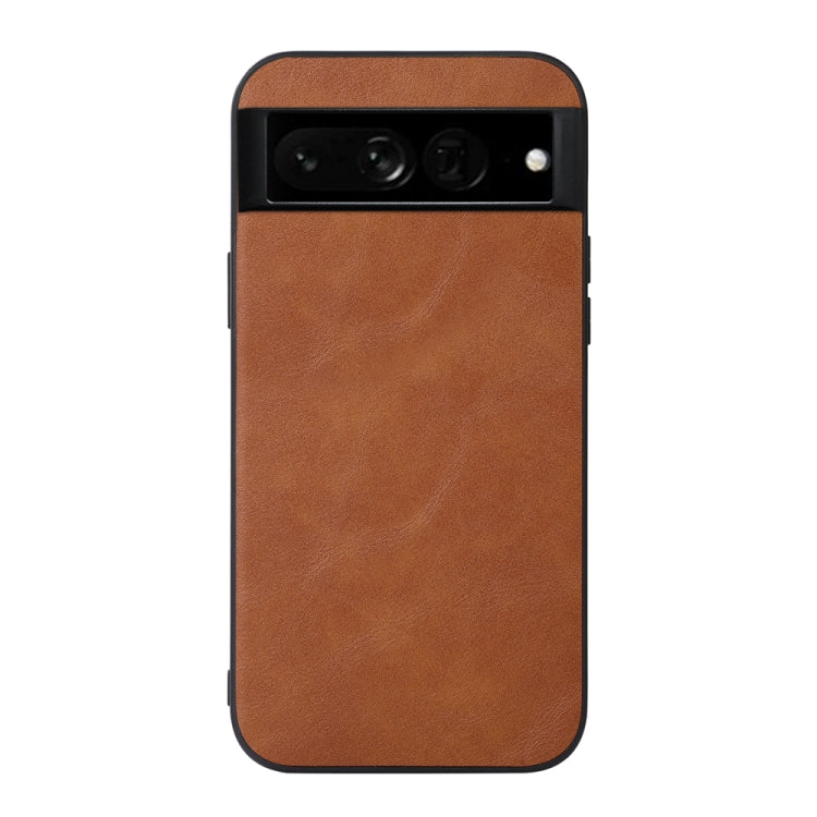 Cowhide-texture PU phone case, brown; back camera window and flash hole
