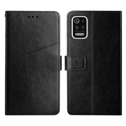 Black leather flip phone case with stitched lines and front card holder, back and front views