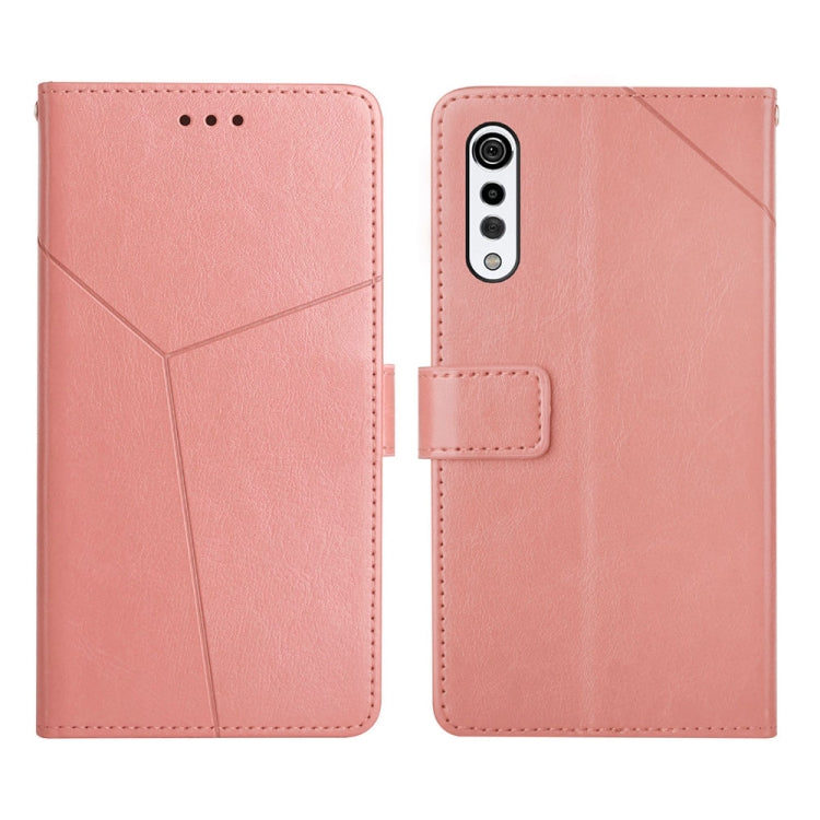 Light rose leather flip phone case with card slot and camera cutout, stitched details