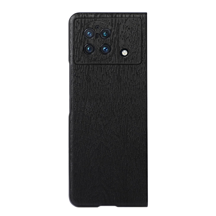 Wood-texture PU phone case, black rear with triple camera cutout