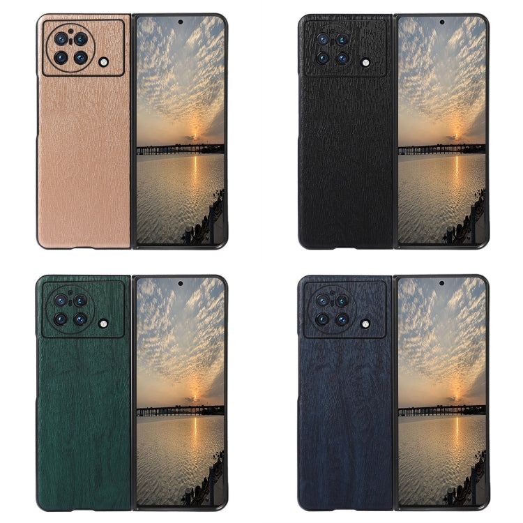 Assorted wood-texture PU phone cases in beige, black, green, and blue