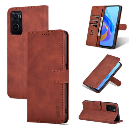 Brown calf-texture flip leather phone case with card pocket and stitched edges