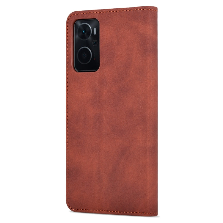Brown calf-texture flip leather phone case with camera cutout and stitched border